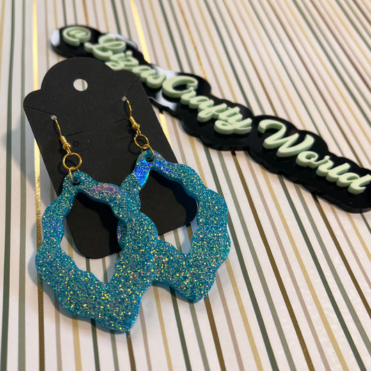 Teal Holographic Geode Earrings