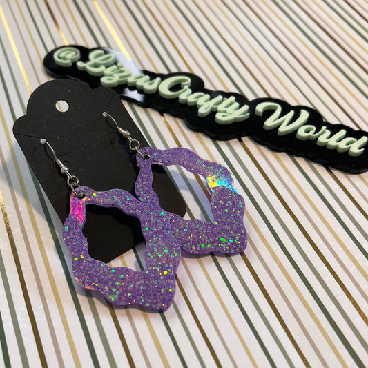 Purple Geode Dangle Holographic Earrings