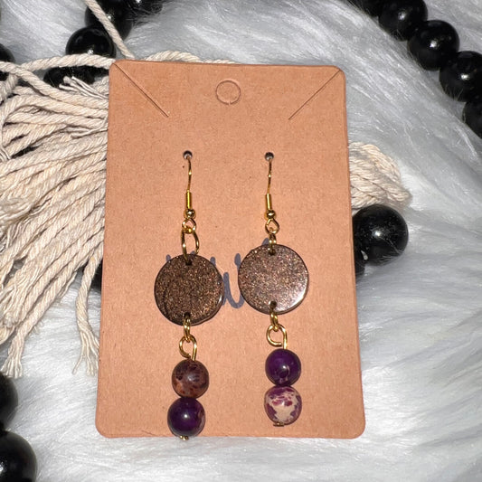 Purple and Brown Drop Earrings